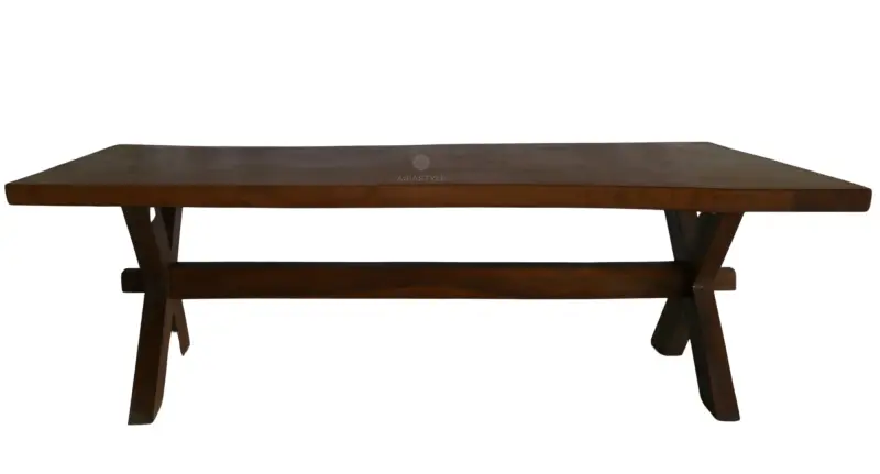 Artikelbild 4 des Artikels “Naturholztisch Suar mit Holzbeinen Modell X, 251,5cm Länge, 115cm Breite, 81cm Höhe. Tischplatte 7,5cm Dicke “